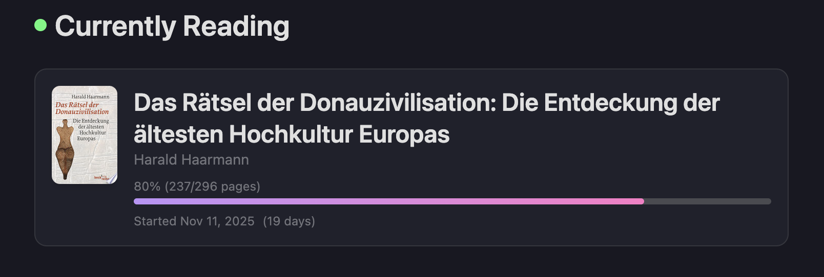 Currently reading section